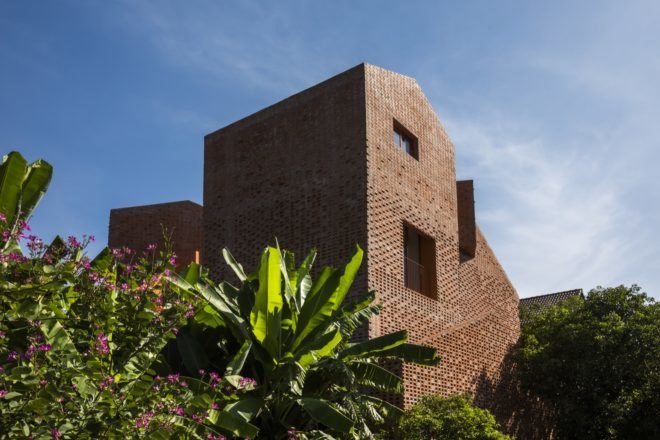 Large apertures on the brick facade