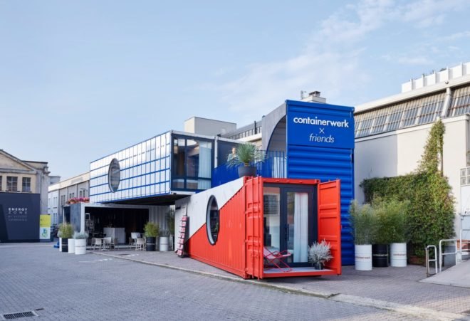 Shipping container home on the street