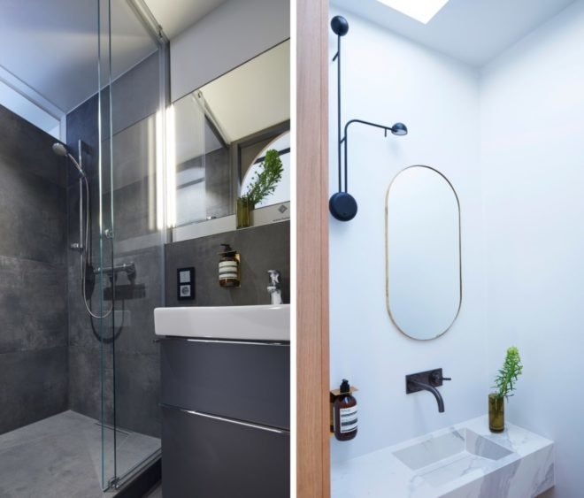 split photo of bathroom fixtures