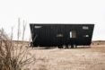 Black RV on wheels