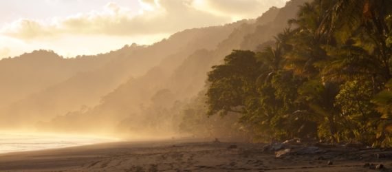 Sunset at a deserted beach in Costa Rica