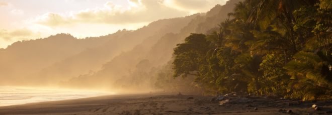 Sunset at a deserted beach in Costa Rica