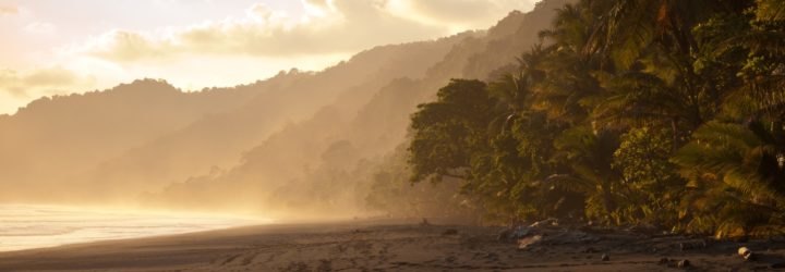 Sunset at a deserted beach in Costa Rica