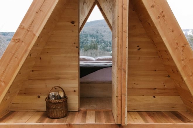 Door leading into wooden cabin