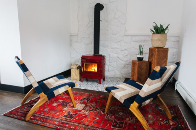 living area with fireplace