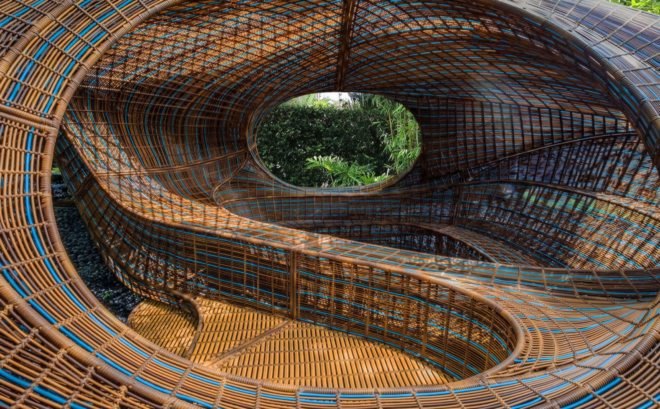 Polyethylene pavilion's sunken seating area