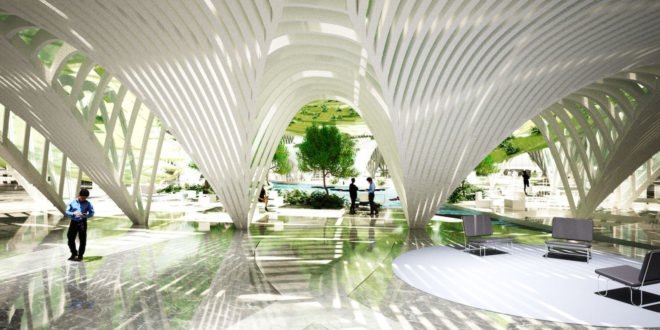 central water feature French Dream Towers by XTU Architects