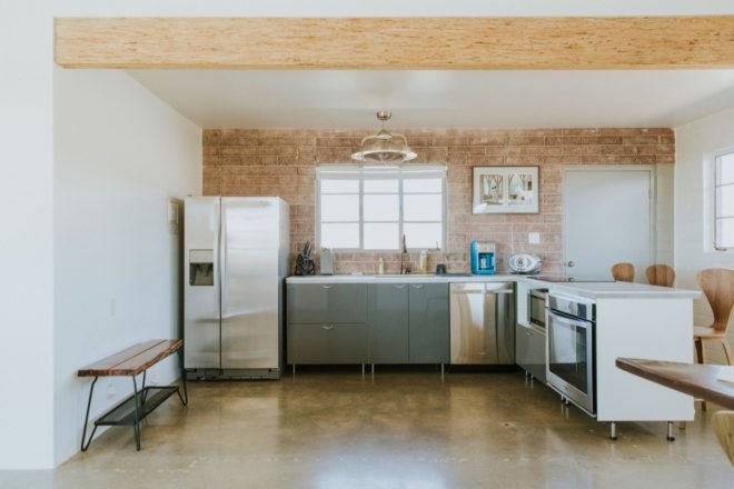 Kitchen with stainless steel appliances