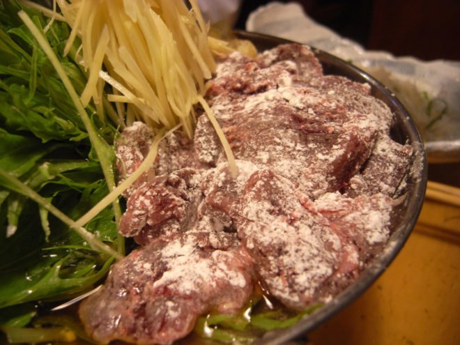 Harihari-nabe is a dish made with minke whale meat
