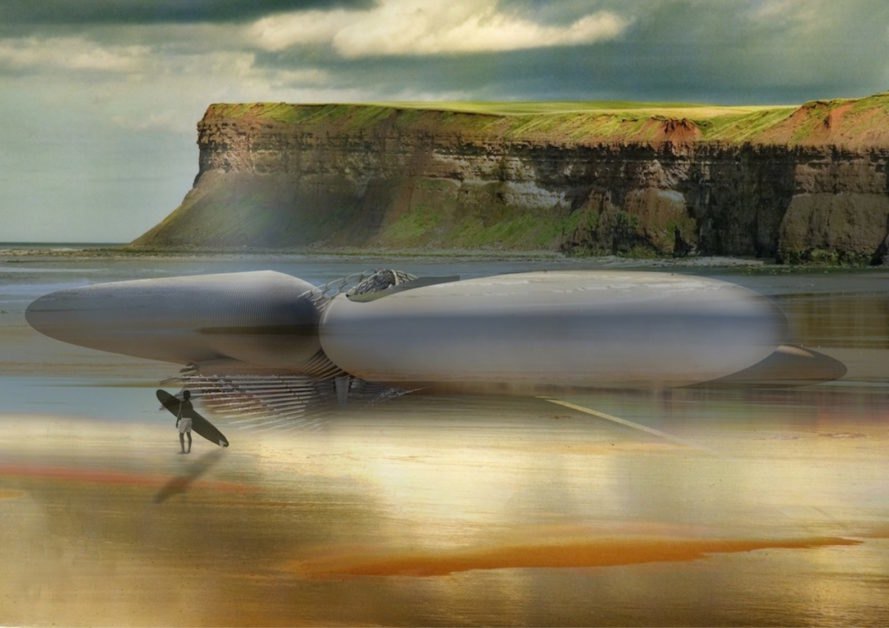 Rendering of the hotel on the coastline