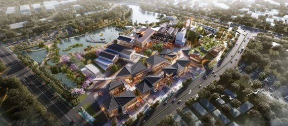 aerial rendering of sugar factory revitalization project