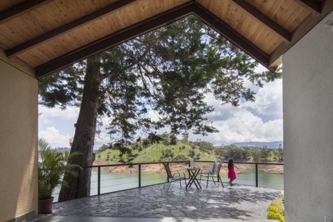 stone patio facing the lake