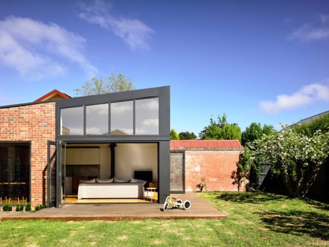 exterior of a house's contemporary glass extension