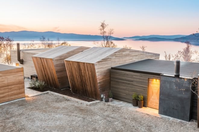 exterior shot of cluster of cabins