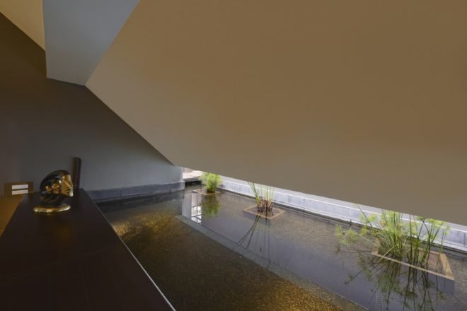 slanted roof gap filtering in natural light