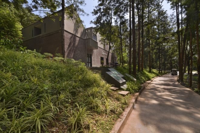 hillside exterior view of the spa