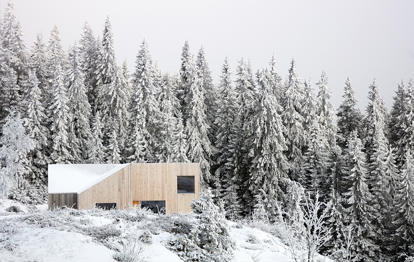 Pine forest Mylla Cabin by Mork-Ulnes Architects