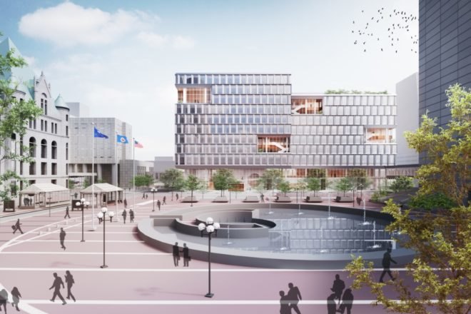 Rendering of the exterior of the building