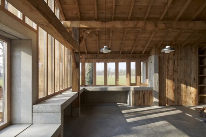 Board-formed concrete counters