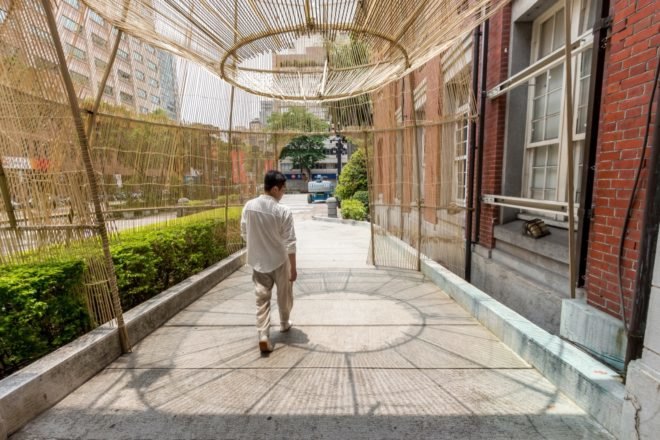 walking beneath the installation