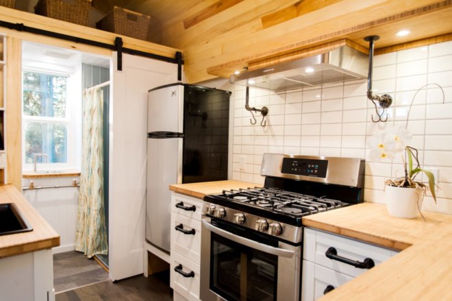 kitchen with refrigerator and oven