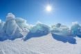 Winter Baikal lake landscape with Sun on blue sky