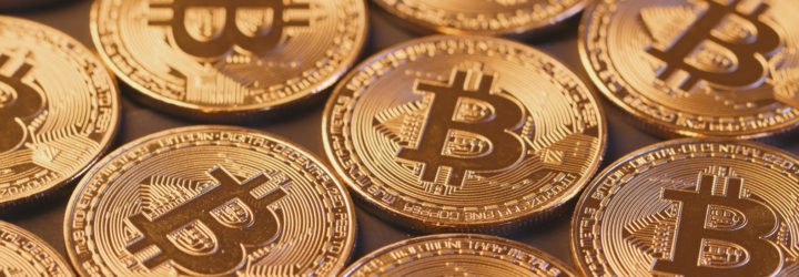 Several golden bitcoins