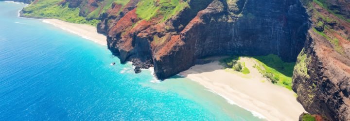 Na Pali Coast on Kauai island Hawaii in a sunny day