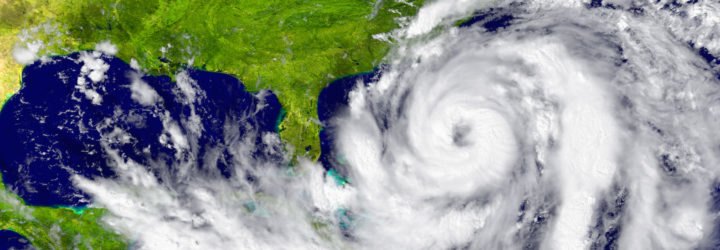 Satellite image of large hurricane between Florida and Cuba
