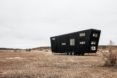 Black RV on wheels