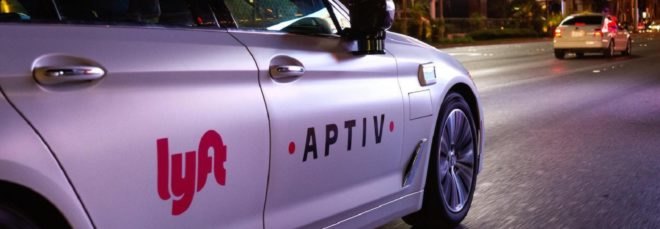 An Aptiv Lyft self-driving car in Las Vegas