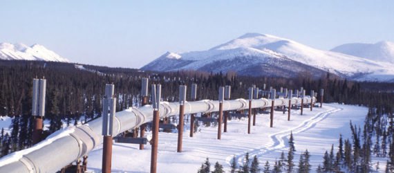 Pipeline with mountains in the background