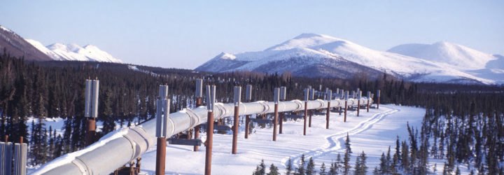 Pipeline with mountains in the background