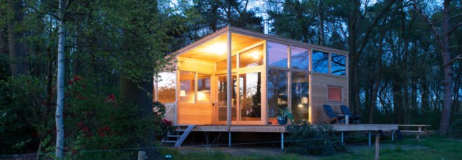 wooden cabin with open deck area