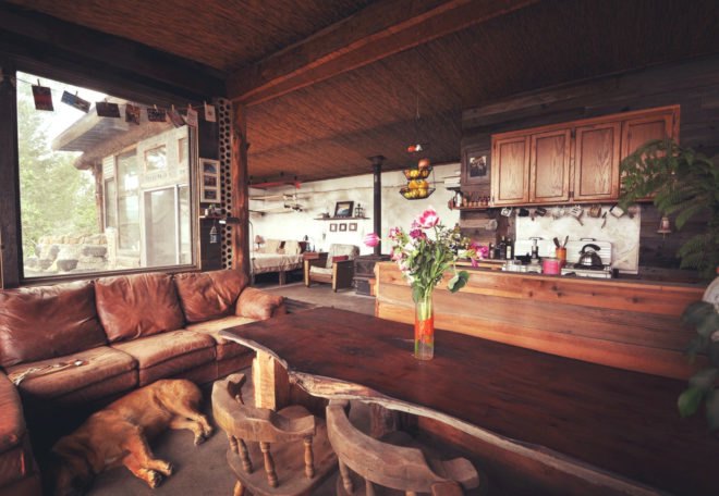 interior of a home with wooden furniture