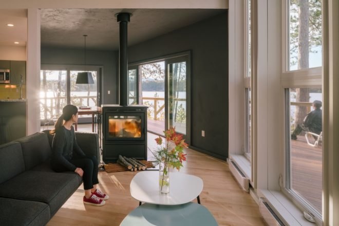 living room with fireplace