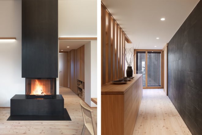 The steel fireplace hearth