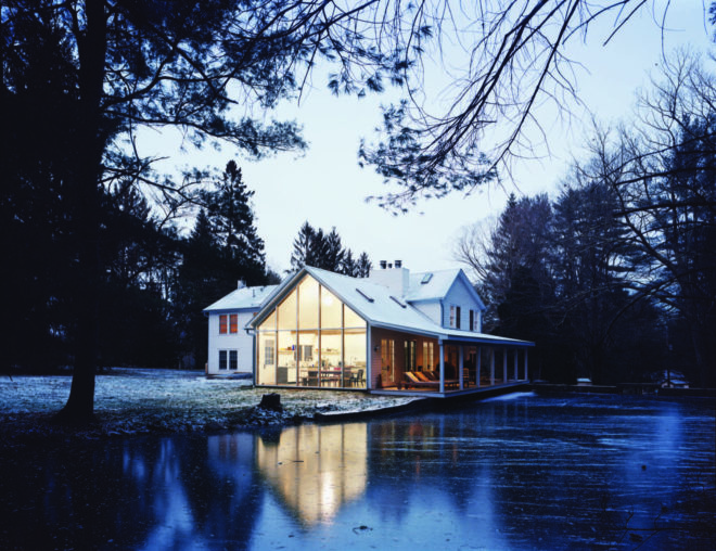Exterior of the home which sits near a creek