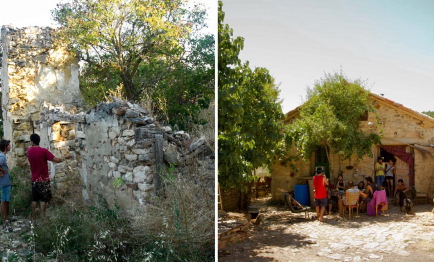 a before and after photo of home construction