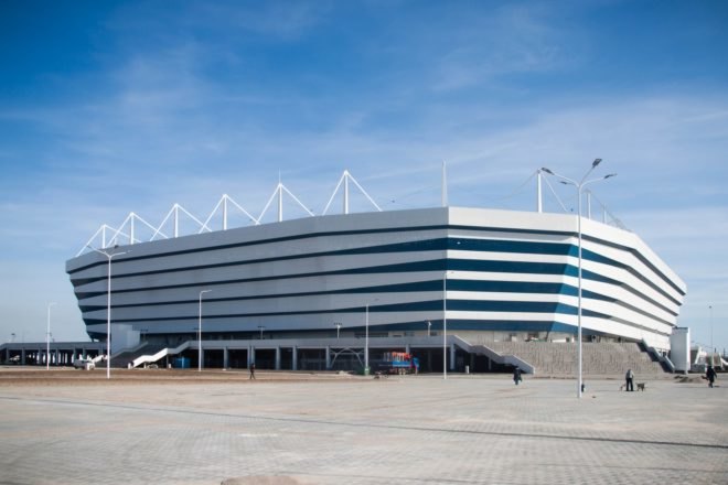 World Cup Kaliningrad Stadium in Russia on a sunny day