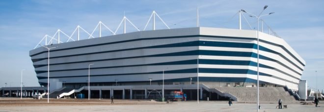 World Cup Kaliningrad Stadium in Russia on a sunny day