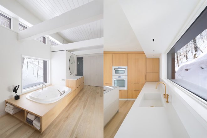 bathroom with white decor and wood floors