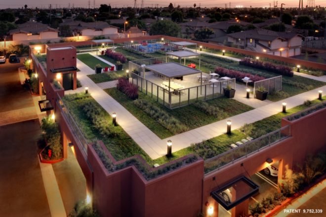 green roof on top of buildings