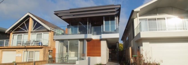 Modern home with glass facade