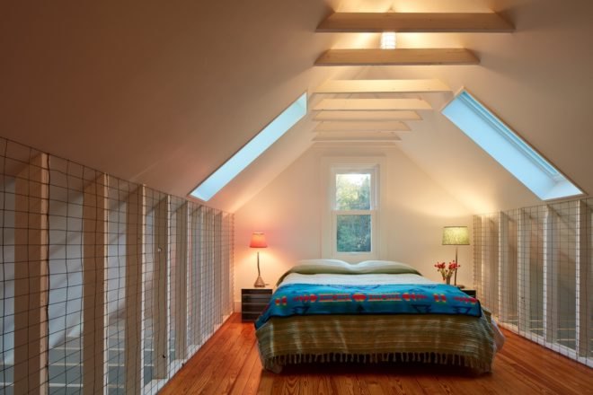 Skylights in a loft bedroom