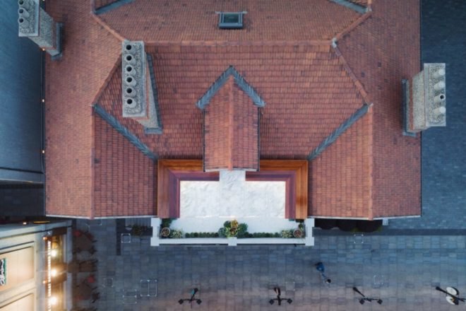 aerial view of the bookstore