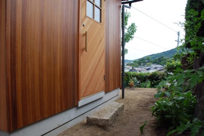 a wooden structure with a door
