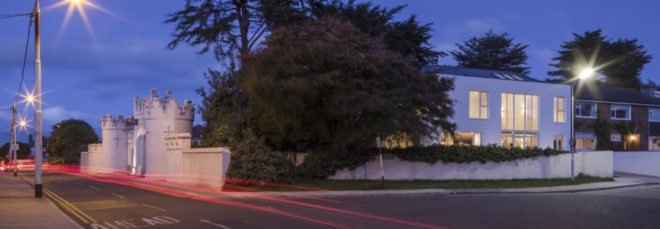 exterior night view of house with trees