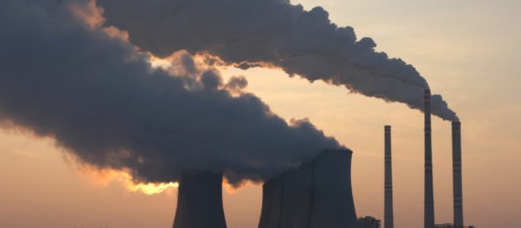 Coal plant at sunset
