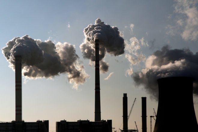 Silhouette of coal plant